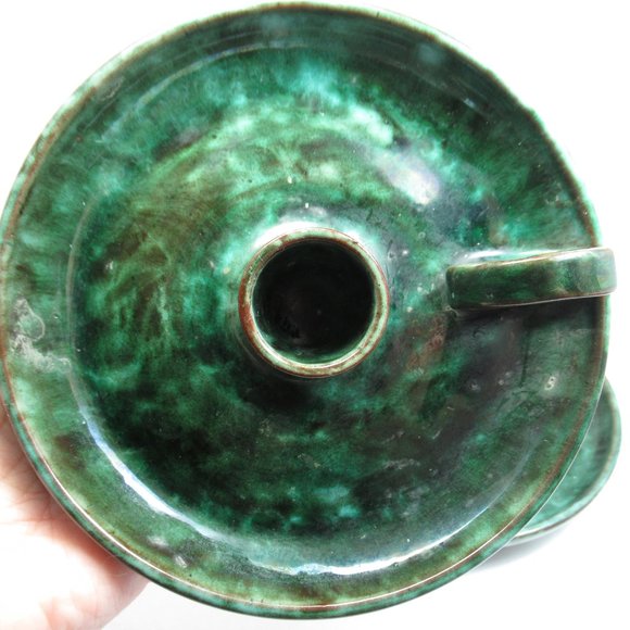 Green Pottery Candle Holders - Picture 7 of 16